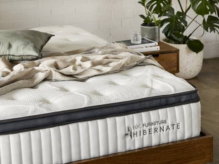 Close up of Hibernate Queen Size Mattress with Natural Latex, Pocket Springs, Pillow Top and Gel Memory Foam