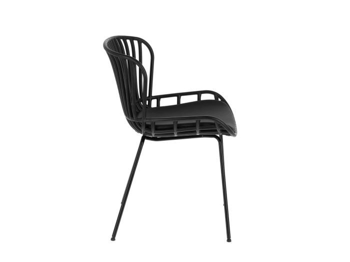 side photo of Ibiza outdoor dining chair in black