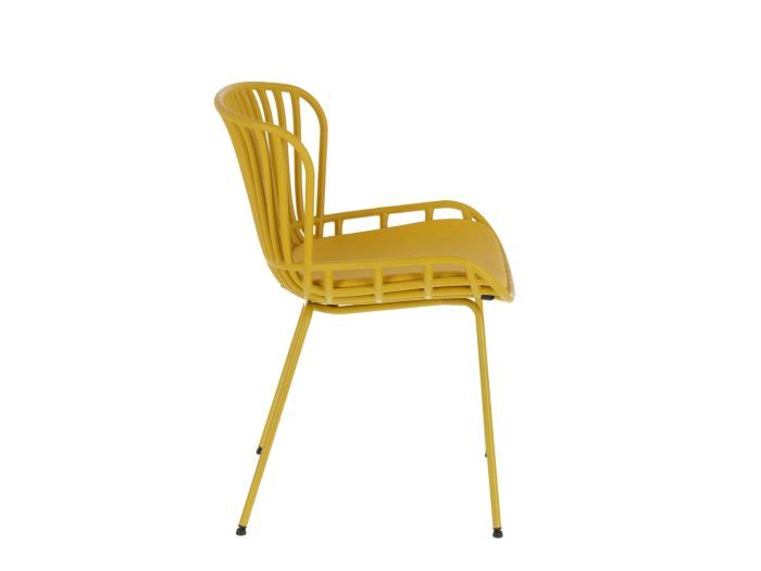 side photo of Ibiza outdoor dining chair in yellow