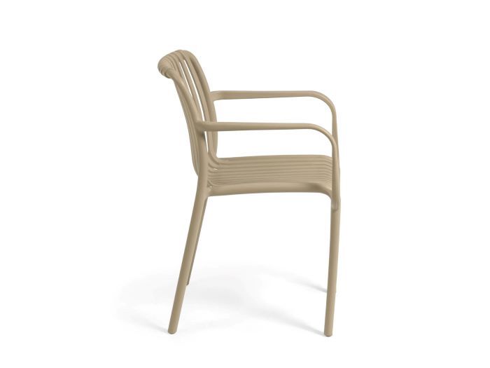 side photo of Izzy outdoor dining chair in beige