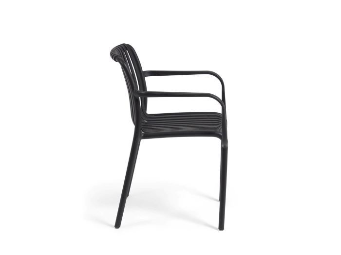 side photo of Izzy outdoor dining chair in black