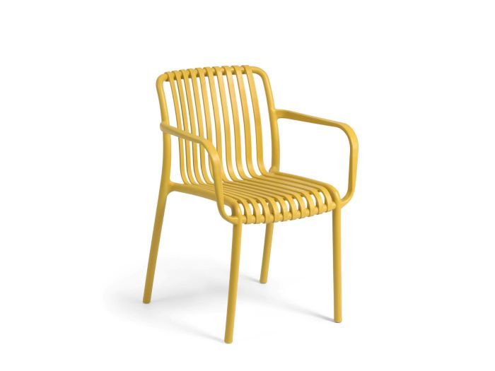 front photo of Izzy outdoor dining chair in yellow