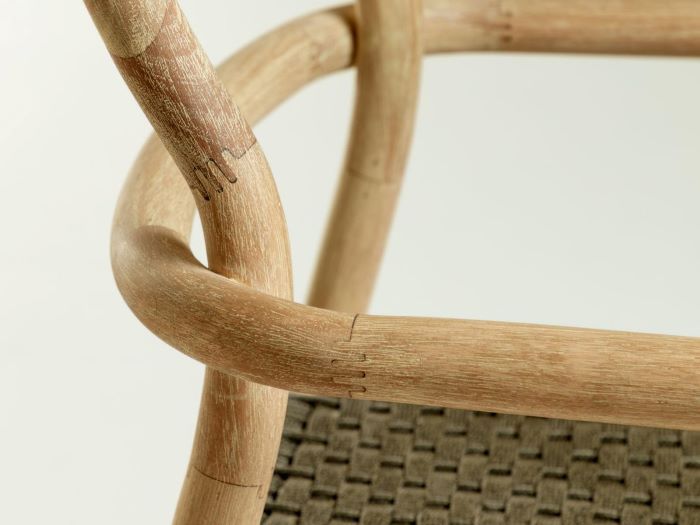 close up photo of Julia outdoor dining chair in green