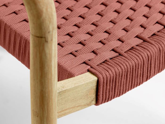 close up photo of Julia outdoor dining chair in terracotta