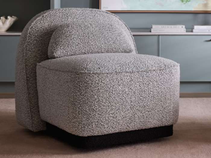 Lunar Swivel Boucle Occasional Chair Black White Fabric