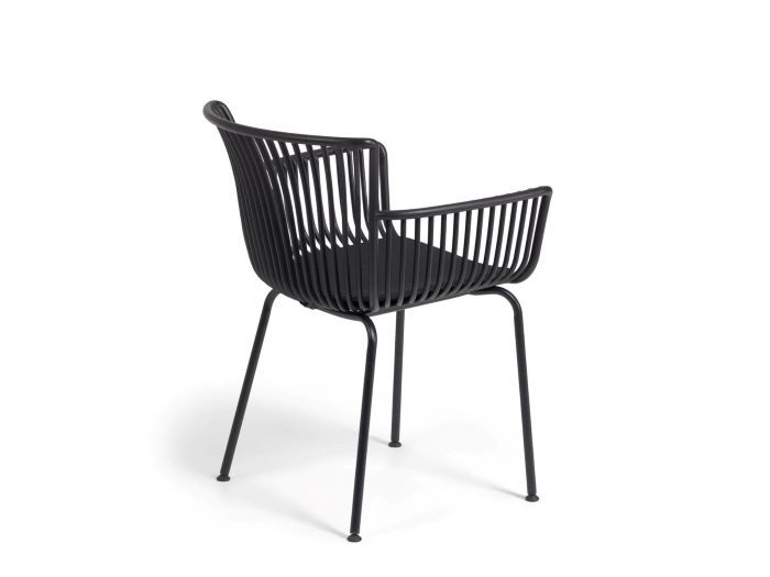 rear photo of Miami outdoor dining chair in black
