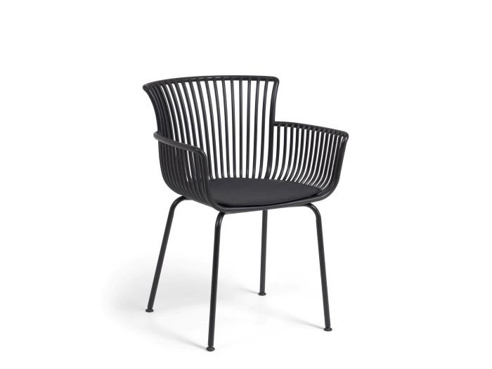 front photo of Miami outdoor dining chair in black
