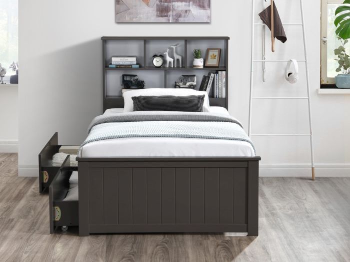 Close up of Room with Modern toddler Bedroom Furniture containing Myer Single Bed with Storage in Grey