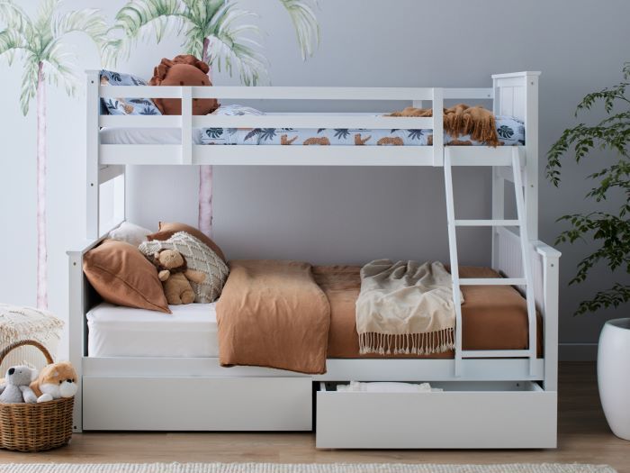 Myer White Triple Bunk Bed With Storage, Are Triple Bunk Beds Safe