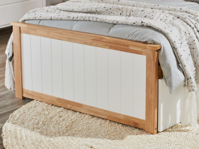 Close up View of  Modern Toddler Bedroom Furniture containing Myer 4PCE Natural & White Single Bedroom Suite with Storage