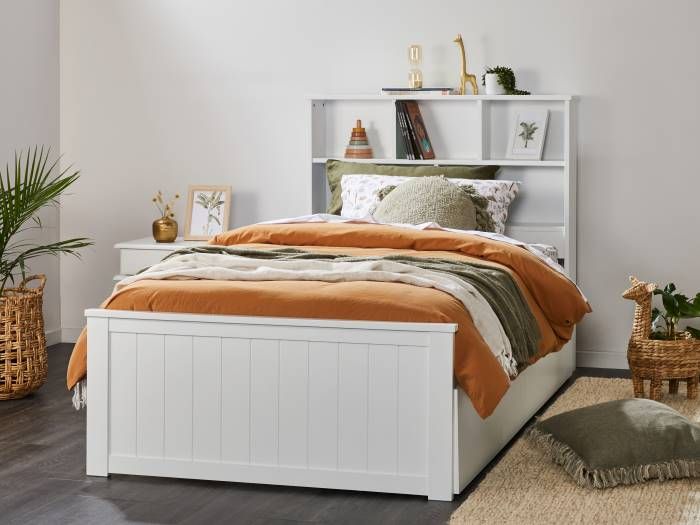 Close up of room with Modern kids Bedroom Furniture containing Myer 4PCE White King Single Bedroom Suite with Storage