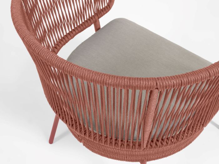 close up photo of Nadia outdoor armchair in terracotta