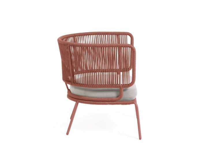 side photo of Nadia outdoor armchair in terracotta