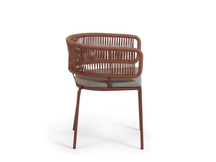 side photo of Nadia outdoor dining chair in terracotta