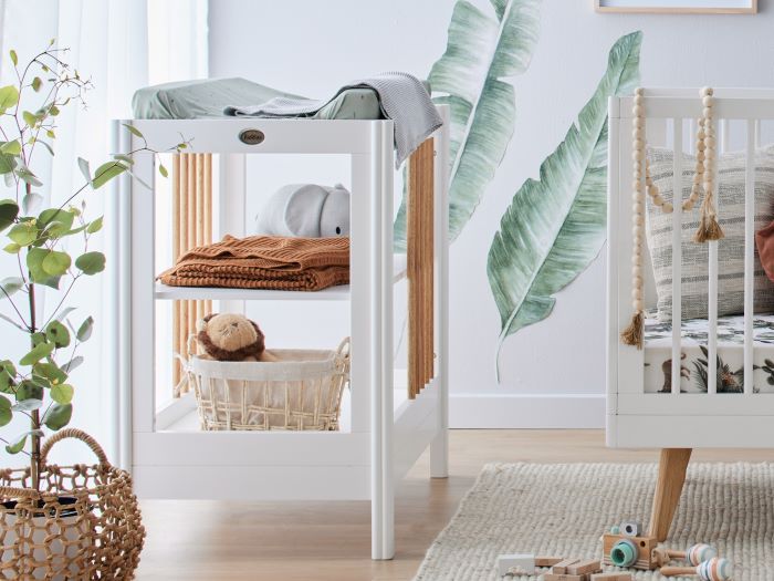 Photo of modern nursery furniture containing  Rio Hardwood Baby Changing Table in White