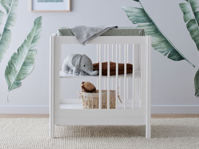 Photo of modern nursery with Rio Hardwood Changing Table in White