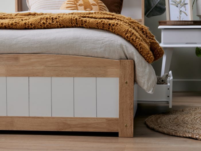 Close up view of Room with Modern Toddler Bedroom Furniture containing Rio Toddler Single Bed with Six Storage Drawers built with Natural Hardwood Frame  