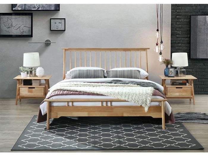 Rome King Size Bed Frame Natural, Wooden King Size Bed Frame With Drawers