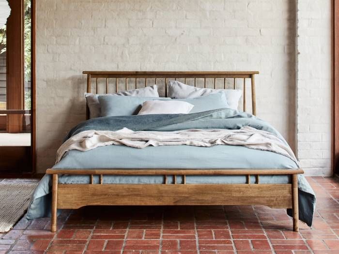 Rome Queen Size Bed Frame Hardwood, Walnut Queen Beds