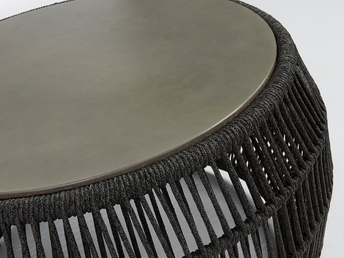 close up photo of Sloan round outdoor coffee table