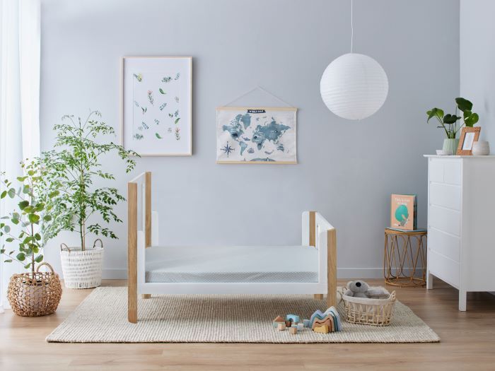 Aster 2PCE Hardwood Cot Changing Table Set White Natural