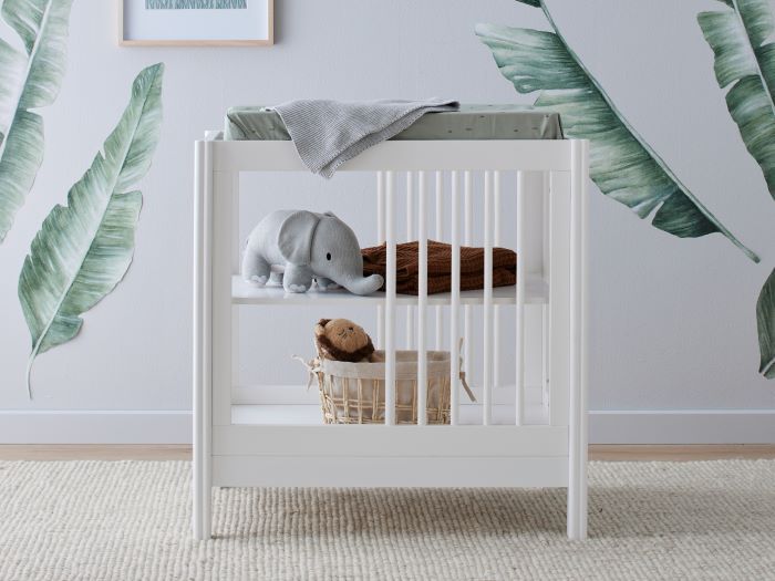 Aster 2PCE Hardwood Convertible Cot Changing Table Set White