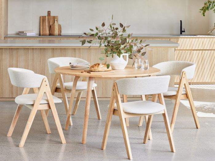 Oslo 5PCE Hardwood Dining Set Natural Beige