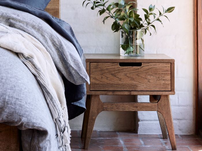 Paris Hardwood Bedside Table Rustic Walnut