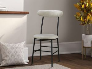 Acero Black Steel Dining Chair | Beige Fabric
