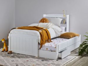 Ari 6PCE White Single Bedroom Suite | Trundle | Storage 