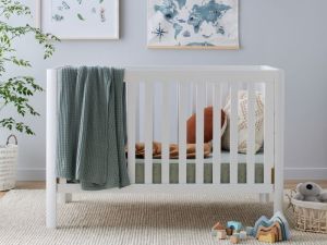 Aster Hardwood Convertible Baby Cot | White