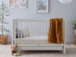 Banksia Hardwood Baby Cot with Storage | White