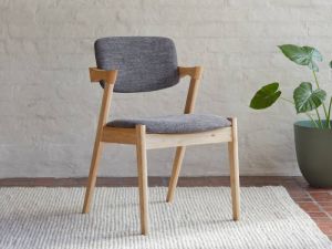 Bella Natural Hardwood Dining Chair | Black Fabric