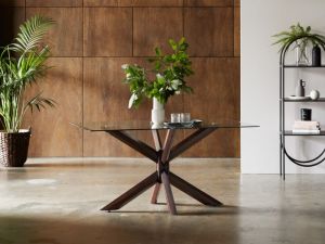 Bella Rectangle Glass Dining Table | Dark Hardwood