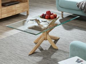 Bella Coffee Table  | Glass Top | Natural Hardwood Frame 