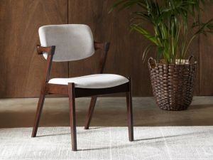 Bella Dining Chair | Dark Hardwood | Grey Fabric