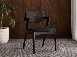 Bella Hardwood Dining Chair | Black | Black Fabric