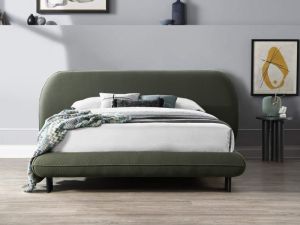 Berlyn King Bed | Olive Green Waffle Fabric