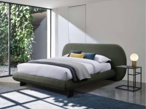 Berlyn Queen Bed | Olive Green Waffle Fabric