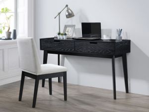Cannes Office Desk | 2 Drawer | Black Hardwood