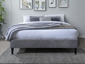 Cannes Double Upholstered Bed Base | Grey