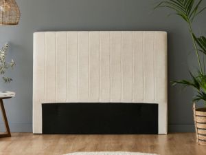 Cannes Double Upholstered Headboard | Beige Fabric