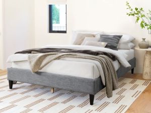 Cannes Queen Upholstered Bed Base | Charcoal