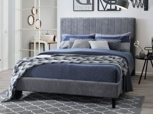 Cannes 2PCE Queen Upholstered Headboard and Bed Base Bundle | Grey