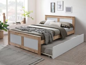 Coco Double Bed with Trundle | Natural Hardwood Frame