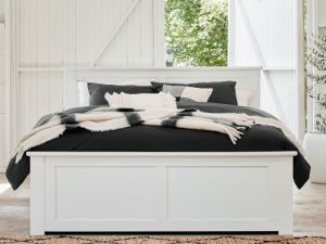 Coco White Queen Bed with 4 x Storage Drawers | Hardwood Frame