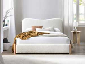 Cove Boucle Queen Bed | Ivory Boucle Fabric