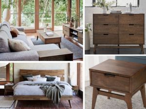 Cruz 9PCE Hardwood Living & Bedroom Furniture Package | Rustic Walnut