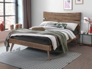 Cruz Double Size Hardwood Bed Frame | Rustic Walnut