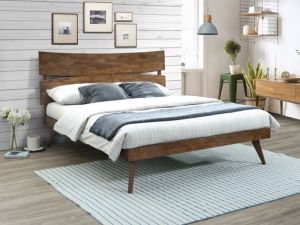 Cruz Hardwood King Size Bed Frame | Rustic Walnut 